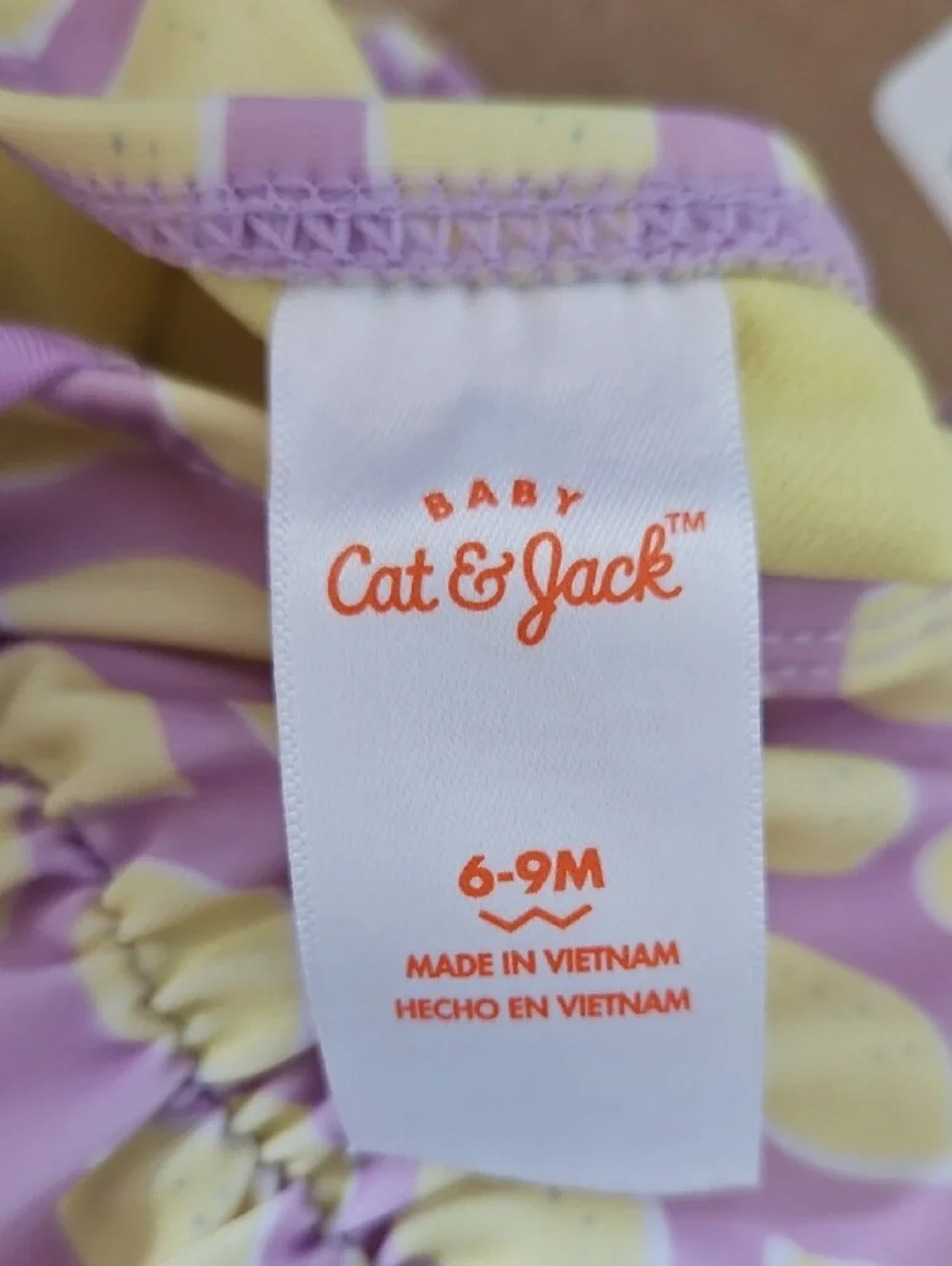 Cat & Jack Lilac & Lemon Ruched Baby Girl One-Piece Swimsuit Size 6-9 Month